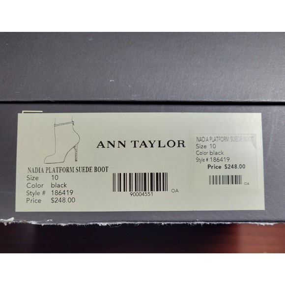 Ann Taylor Nadia Platform Black Suede Leather Zip Ankle Boots Size 10 - Picture 5 of 6